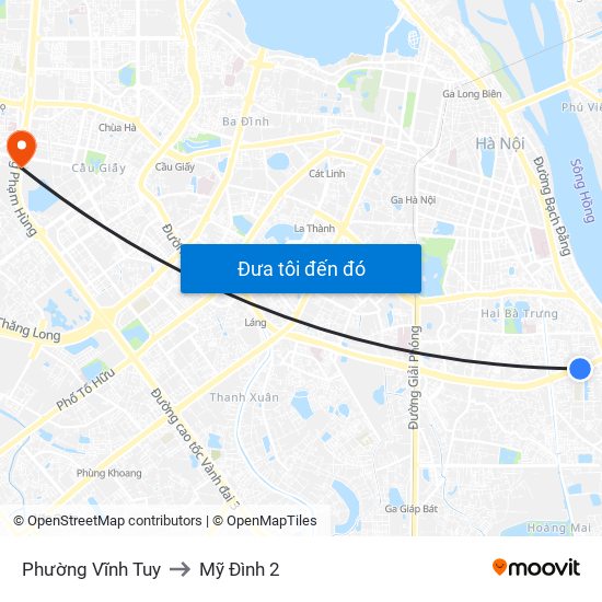 Phường Vĩnh Tuy to Mỹ Đình 2 map