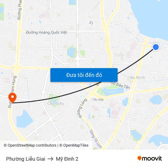 Phường Liễu Giai to Mỹ Đình 2 map