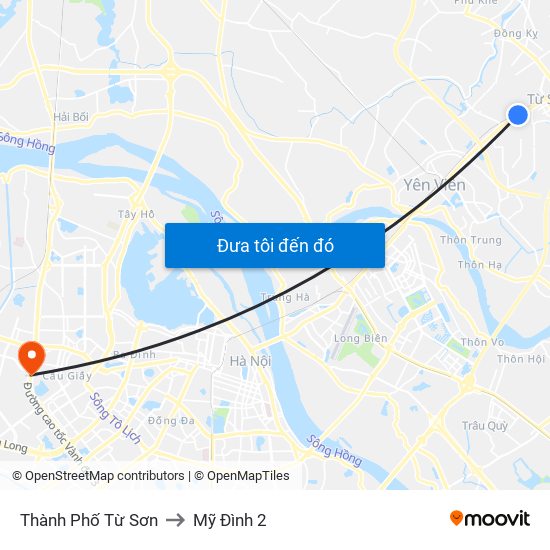 Thành Phố Từ Sơn to Mỹ Đình 2 map