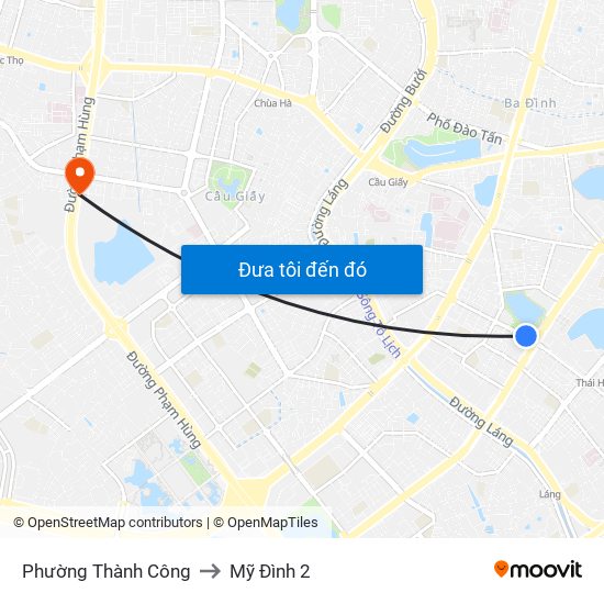 Phường Thành Công to Mỹ Đình 2 map