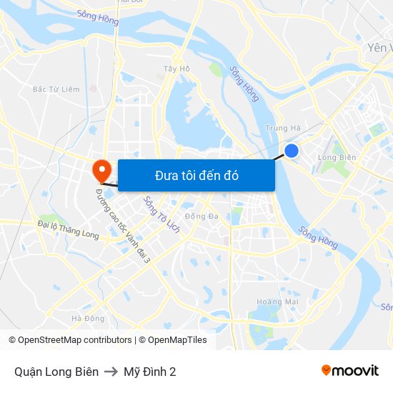 Quận Long Biên to Mỹ Đình 2 map