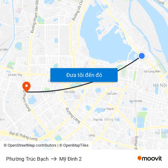 Phường Trúc Bạch to Mỹ Đình 2 map