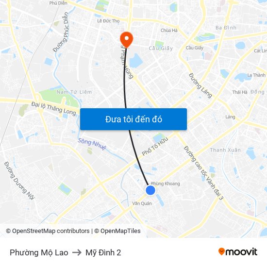 Phường Mộ Lao to Mỹ Đình 2 map