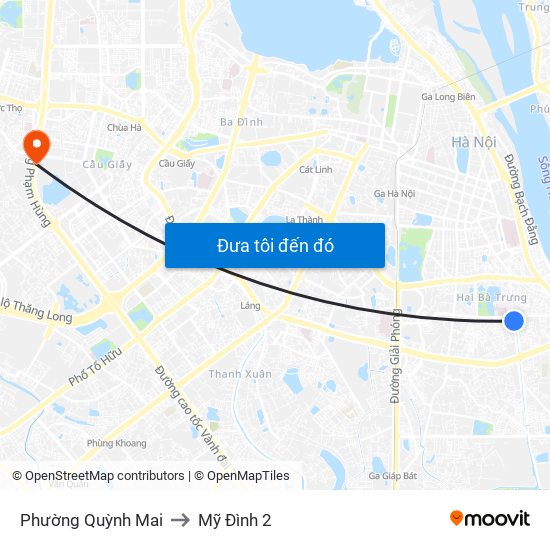 Phường Quỳnh Mai to Mỹ Đình 2 map