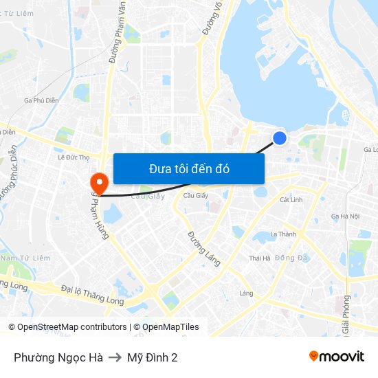 Phường Ngọc Hà to Mỹ Đình 2 map