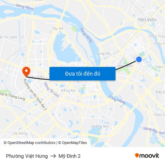 Phường Việt Hưng to Mỹ Đình 2 map