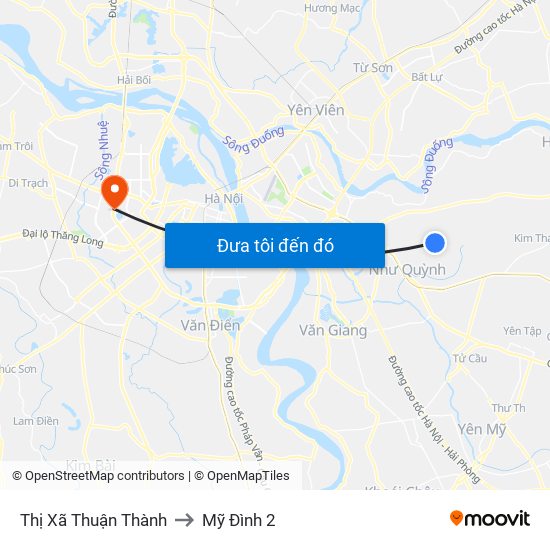 Thị Xã Thuận Thành to Mỹ Đình 2 map