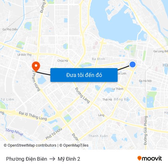 Phường Điện Biên to Mỹ Đình 2 map