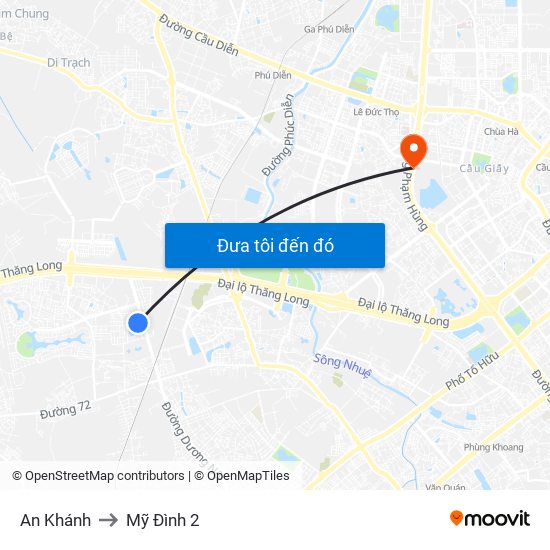 An Khánh to Mỹ Đình 2 map