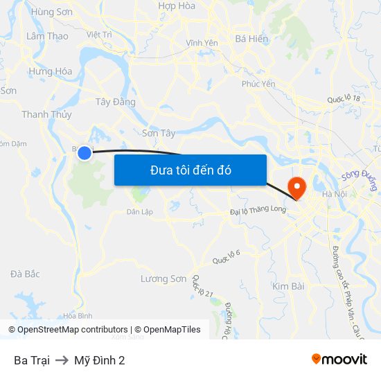 Ba Trại to Mỹ Đình 2 map