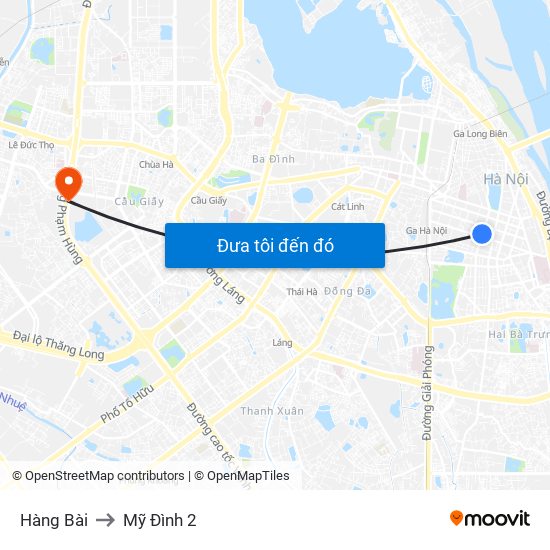 Hàng Bài to Mỹ Đình 2 map