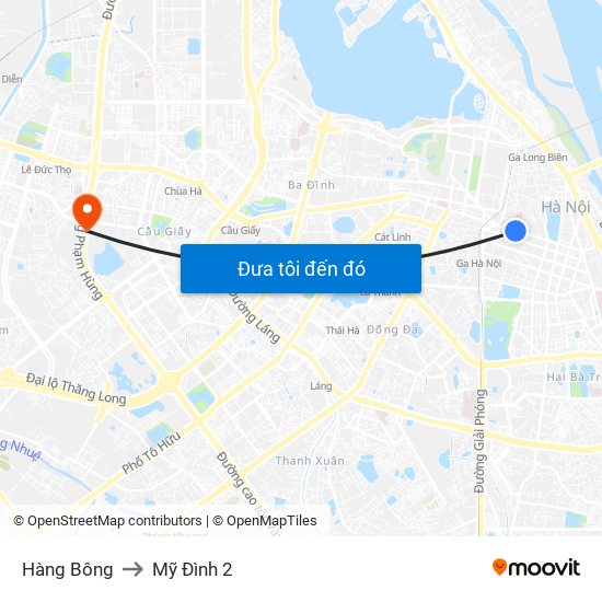 Hàng Bông to Mỹ Đình 2 map