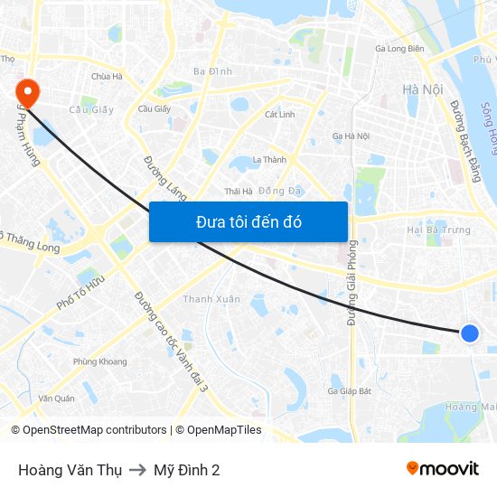 Hoàng Văn Thụ to Mỹ Đình 2 map