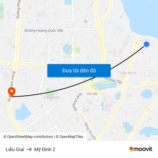 Liễu Giai to Mỹ Đình 2 map