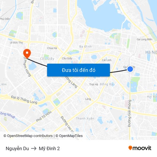 Nguyễn Du to Mỹ Đình 2 map