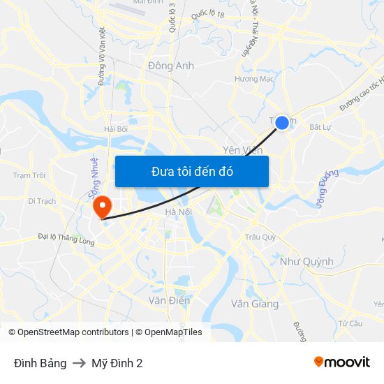 Đình Bảng to Mỹ Đình 2 map