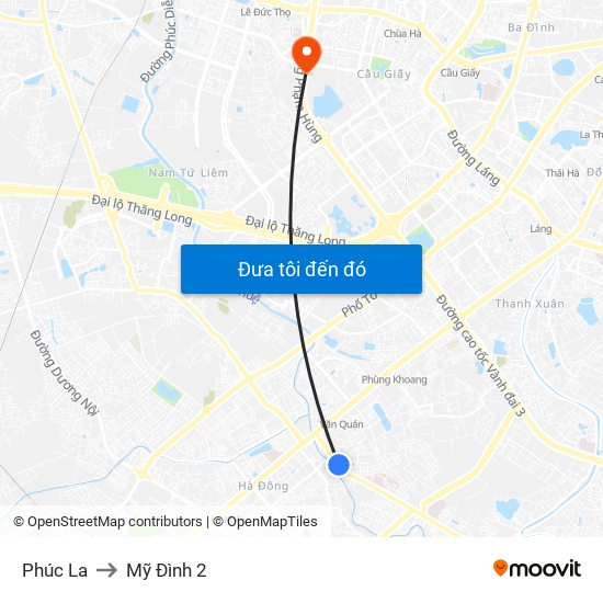 Phúc La to Mỹ Đình 2 map