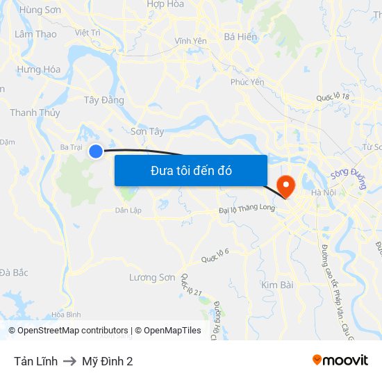 Tản Lĩnh to Mỹ Đình 2 map