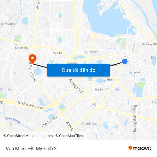 Văn Miếu to Mỹ Đình 2 map