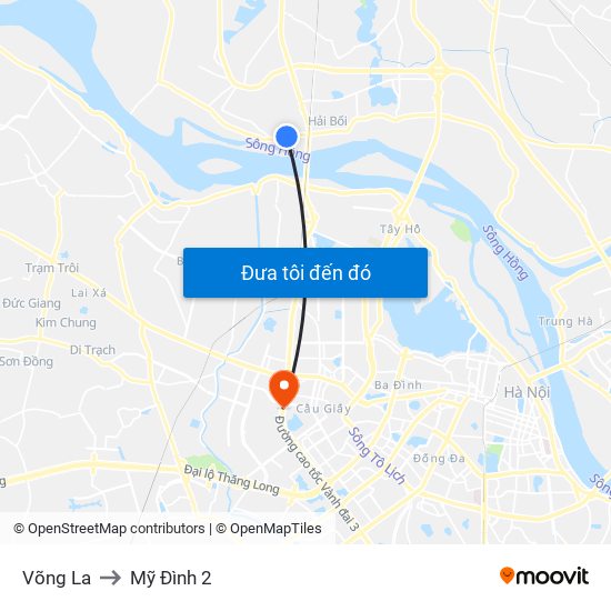 Võng La to Mỹ Đình 2 map