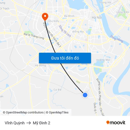 Vĩnh Quỳnh to Mỹ Đình 2 map