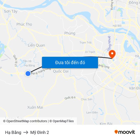 Hạ Bằng to Mỹ Đình 2 map