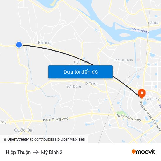 Hiệp Thuận to Mỹ Đình 2 map