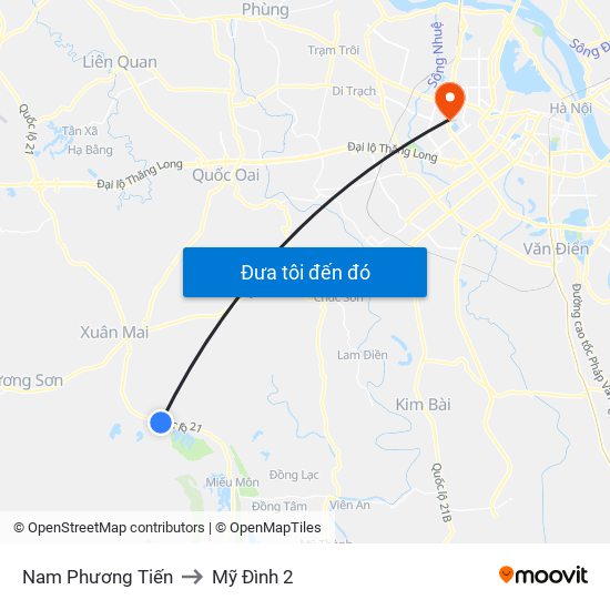 Nam Phương Tiến to Mỹ Đình 2 map