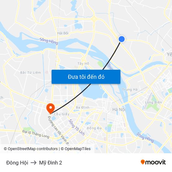 Đông Hội to Mỹ Đình 2 map