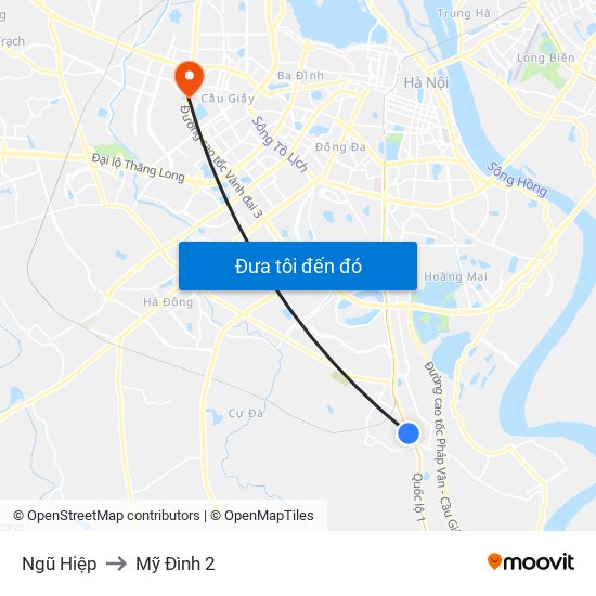 Ngũ Hiệp to Mỹ Đình 2 map