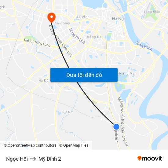 Ngọc Hồi to Mỹ Đình 2 map