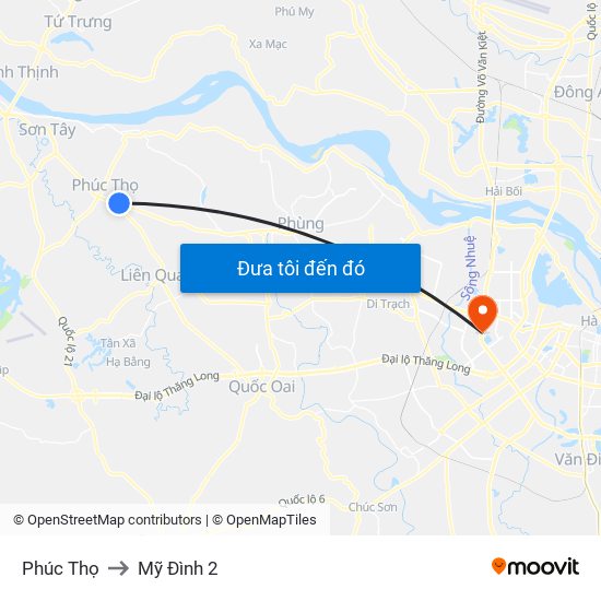 Phúc Thọ to Mỹ Đình 2 map