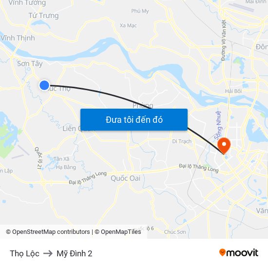 Thọ Lộc to Mỹ Đình 2 map