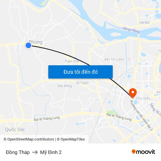 Đồng Tháp to Mỹ Đình 2 map