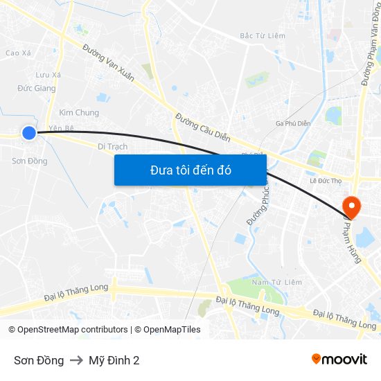 Sơn Đồng to Mỹ Đình 2 map