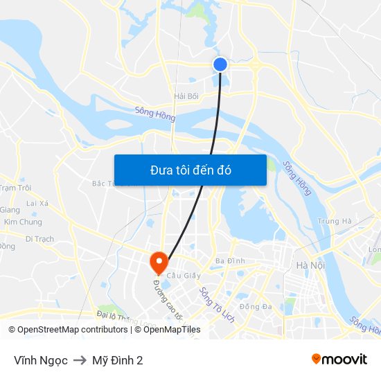 Vĩnh Ngọc to Mỹ Đình 2 map