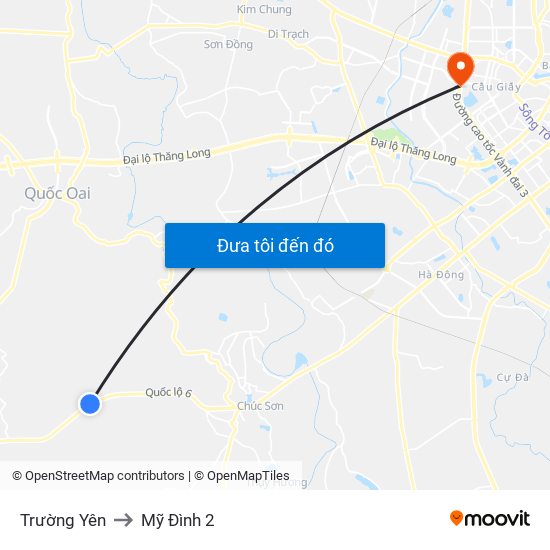 Trường Yên to Mỹ Đình 2 map