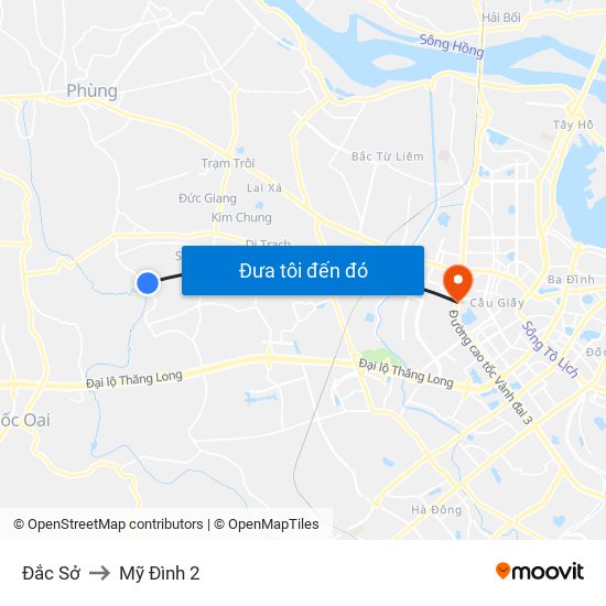 Đắc Sở to Mỹ Đình 2 map