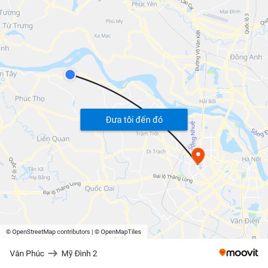 Vân Phúc to Mỹ Đình 2 map