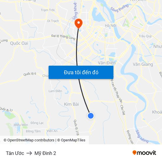 Tân Ước to Mỹ Đình 2 map