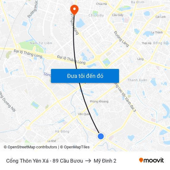 Cổng Thôn Yên Xá - 89 Cầu Bươu to Mỹ Đình 2 map