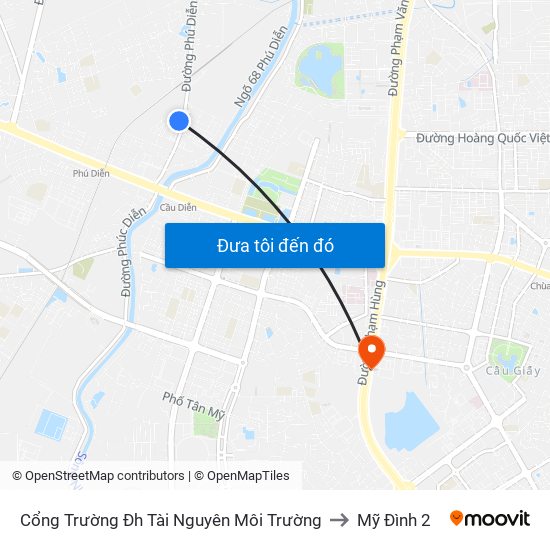 Cổng Trường Đh Tài Nguyên Môi Trường to Mỹ Đình 2 map