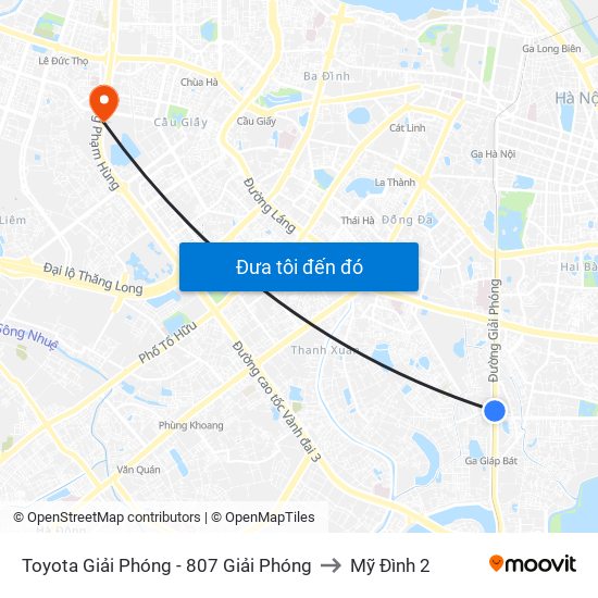 Toyota Giải Phóng - 807 Giải Phóng to Mỹ Đình 2 map