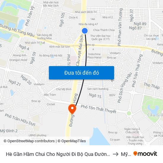 2b Phạm Văn Đồng to Mỹ Đình 2 map