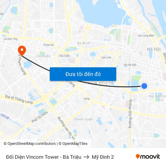 Đối Diện Vincom Tower - Bà Triệu to Mỹ Đình 2 map