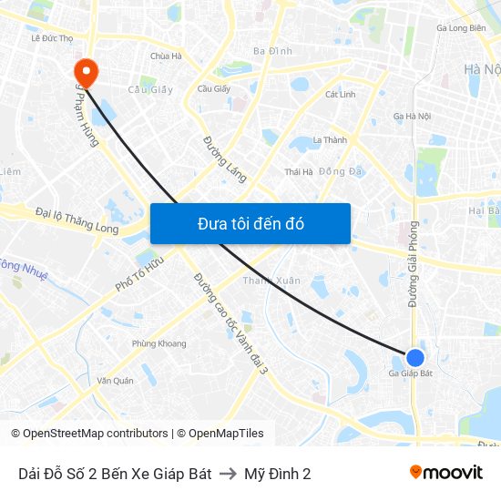 Dải Đỗ Số 2 Bến Xe Giáp Bát to Mỹ Đình 2 map