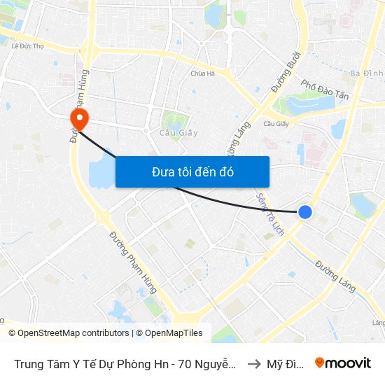 Trung Tâm Y Tế Dự Phòng Hn - 70 Nguyễn Chí Thanh to Mỹ Đình 2 map