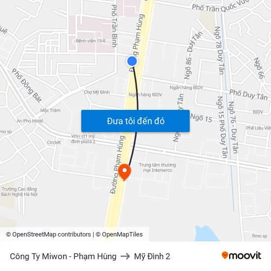 Bệnh Viện Đa Khoa Y Học Cổ Truyền - 6 Phạm Hùng to Mỹ Đình 2 map