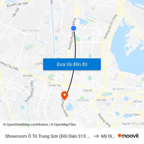 Showroom Ô Tô Trung Sơn (Đối Diện 315 Phạm Văn Đồng) to Mỹ Đình 2 map