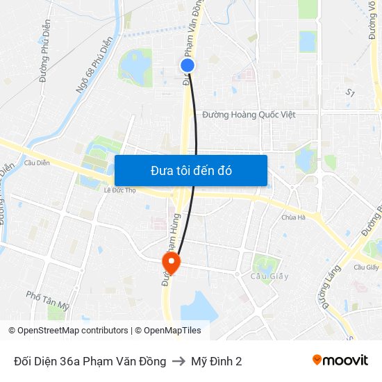 Đối Diện 36a Phạm Văn Đồng to Mỹ Đình 2 map